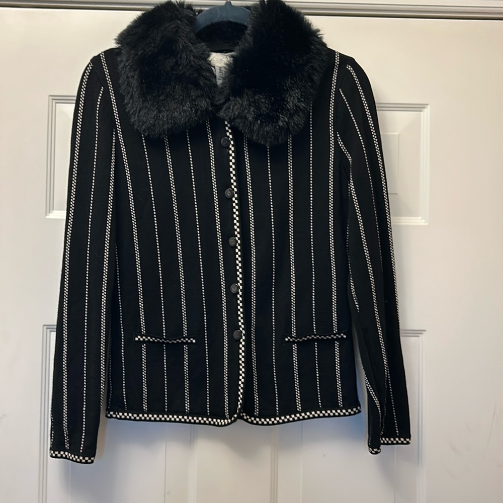 ESCADA Wool Jacket with Detachable Fur Collar, Vintage 90s
